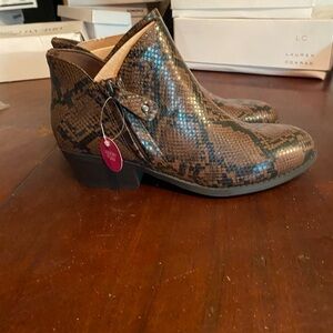 LC Lauren Conrad Tan Snake Print Ankle Booties